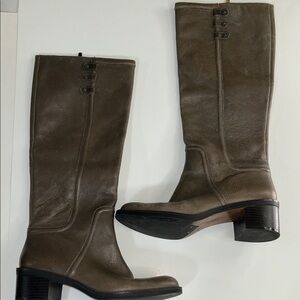 Enzo Angiolini Olive Green-Taupe Over-the-Knee Leather Boots